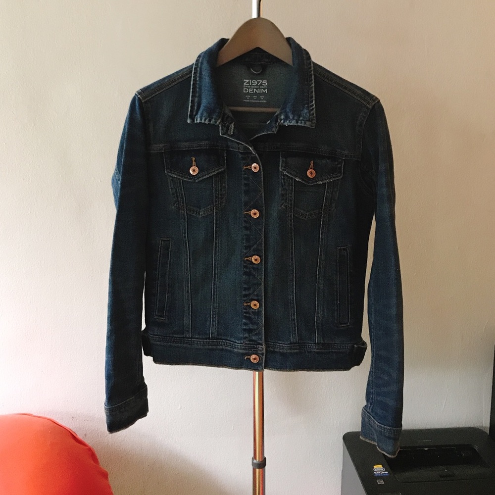 Zara basic denim jacket dark blue wash